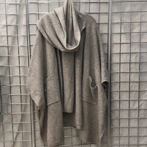 Free People Oatmeal Heather Poncho Cape with attached scarf and pockets